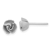 14k White Gold Satin Finish D/C Rose Post Earrings with Yellow Gold Earring Backs